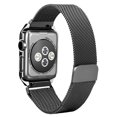 thumbnail image 3 of Apple Watch Band with Case 44mm Series SE Series 6 Series 5 Series 4, Stainless Steel Mesh Milanese Loop - Black, 3 of 6