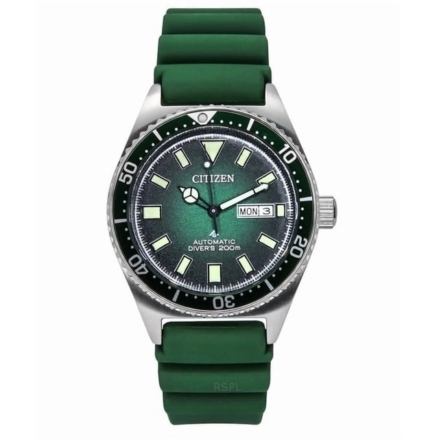 Citizen Promaster Polyurethane Strap Green Dial Automatic Diver's NY0121-09X 200M Men's Watch