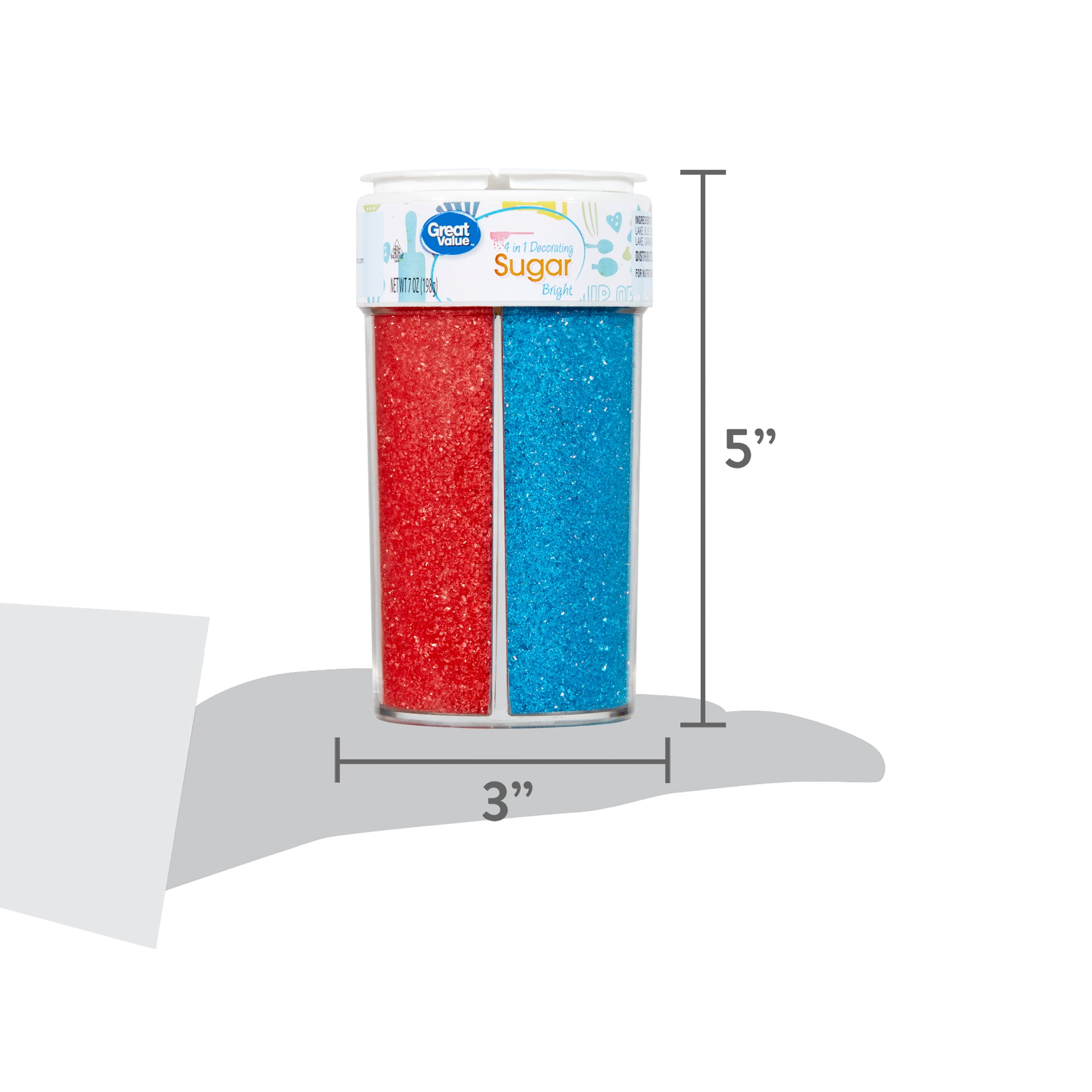 Great Value 4 in 1 Multicolor Sugar Bright Decorating Sprinkles, 7 oz Dessert Toppings