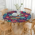 thumbnail image 3 of Fitted Tablecloth Bohemian Ethnic Floral Retro Boho chic, Waterproof Elastic Fitted Vinyl, Backed for Dining and Camping, 3 of 7