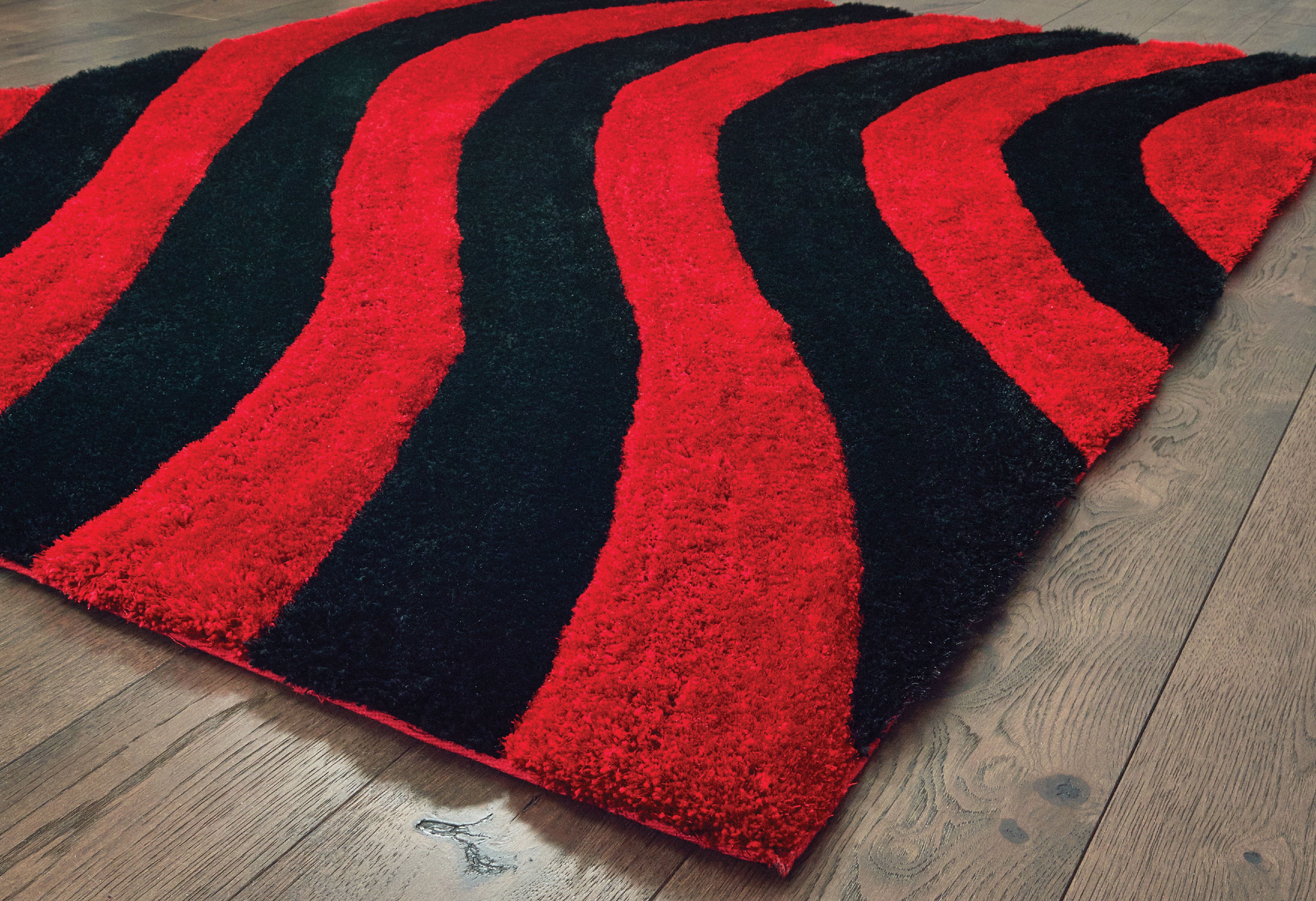 United Weavers of America Abstract Shag Contemporary Area Rugs, Black