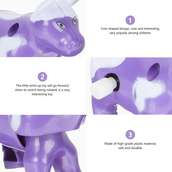 LEORX 4pcs Cattle Shape Wind-up Walking Toys Plastic Purple Tactile Skill Improvement