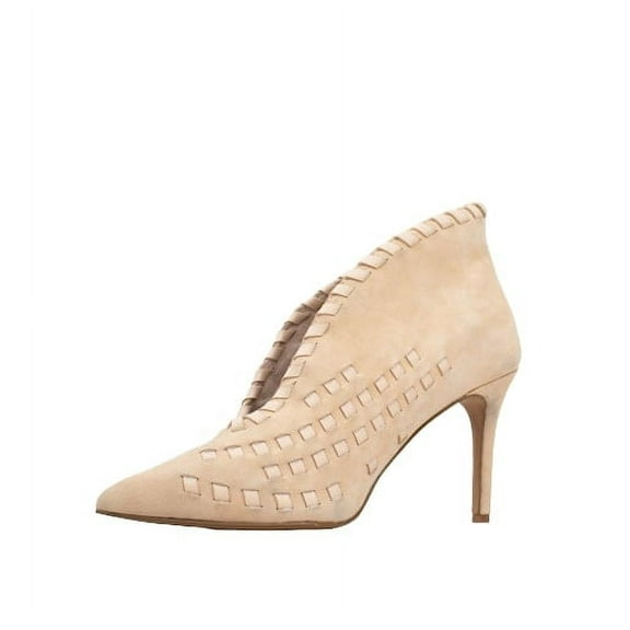 Cecelia New York Merrick Nude Pointed Toe Mid Heel Cut Out Ankle Bootie Pumps (beige, 8)