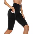thumbnail image 4 of Attraco Women's Yoga Shorts Fitness Solid Cycling Pants High Waist Sports Shorts Above the Knee, 4 of 7