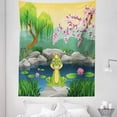 thumbnail image 1 of King Tapestry, Inspired Little Frog Prince near Lake on Moss Rock with Flowers Image, Fabric Wall Hanging Decor for Bedroom Living Room Dorm, 5 Sizes, Multicolor, by Ambesonne, 1 of 1
