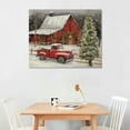 thumbnail image 2 of COMIO  Christmas Farmyard Canvas Wall Art Print - Old Barn, Truck, Cardinals, Tree and Lights in Snow - Rustic Holiday Home Decor Artwork, 2 of 4