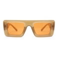 thumbnail image 2 of Womens Retro Squared Rectangular Mod Thick Plastic Sunglasses Beige Orange - Brown, 2 of 4