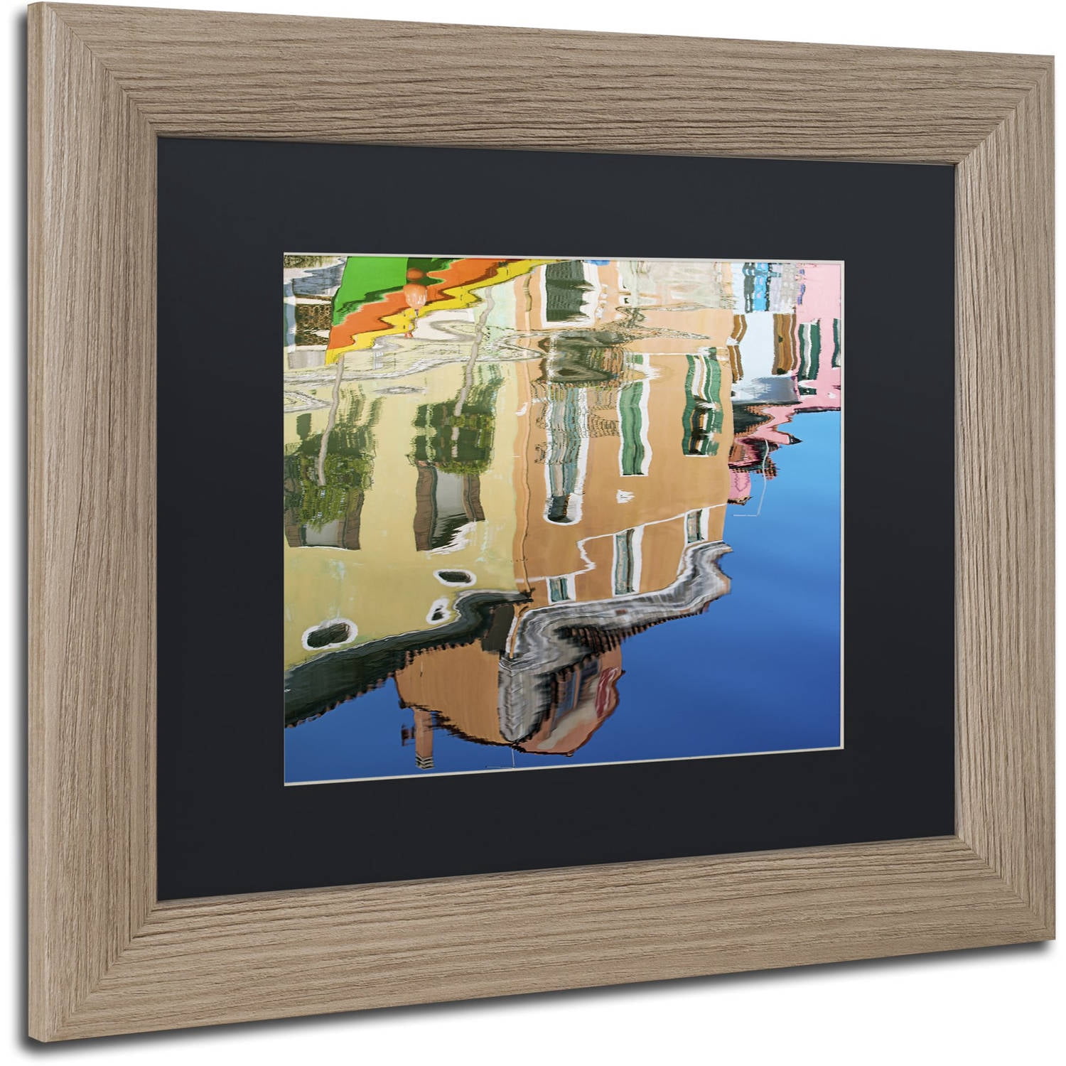 Trademark Fine Art "Canal Reflection" Canvas Art by Michael Blanchette Photography Black Matte, Birch Frame