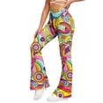 thumbnail image 2 of HAOTAGS Women's Yoga Pants,High Elastic Waist Butt - Lifting Printed Flare Trousers Yellow M, 2 of 8