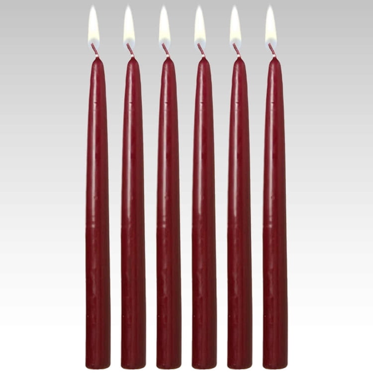 12" Burgundy Taper Candles (Set of 12)