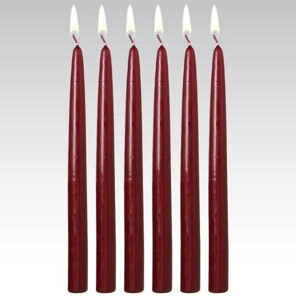 12" Burgundy Taper Candles (Set of 12)