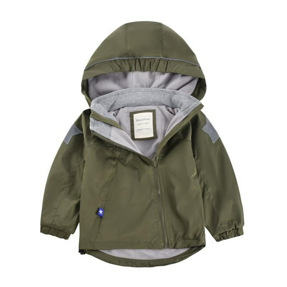 Sopiago Rain Jacket Kids Casual Outerwear Kids Lightweight Zip Hooded Jacket Baby Cute Dust Coat Green,3-4 Years