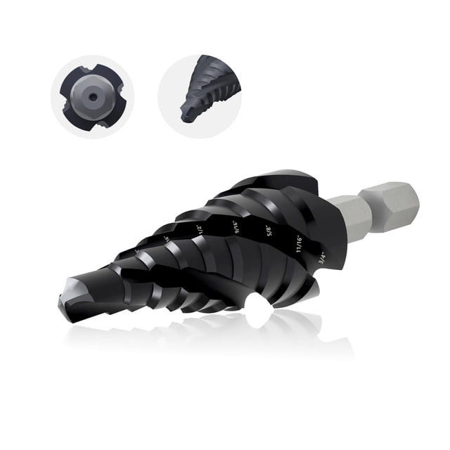 Broca escalonada GSTK Pro Max 1/4 - 3/4 con cuatro estrías en espiral