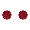 thumbnail image 3 of 1.5 Ct Round Cut Studs Red Ruby 18K White Solid Solid Gold Everyday Dainty Earrings Push Back, 3 of 7