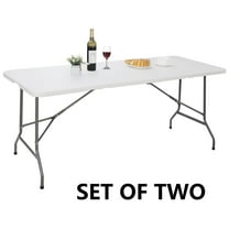 NNYYS Folding Event Table, Heavy Duty Picnic Table Indoor Outdoor Camping, 6FT Portable w Handle Lock for Banquet, White 2PCS