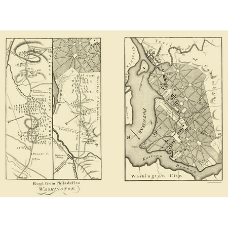 Historic City Map - Bladensburg Georgetown Washington DC - Moore 1802 - Vintage Wall Art