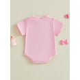 thumbnail image 6 of BemeyourBBs Toddler Baby Girl Little Sister Big Sister Matching Outfit Sweet Pink Summer Clothes Newborn Infant Romper Short Sleeve Bow Letter Embroidery T Shirt Tee Tops, 6 of 9