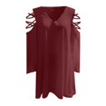 thumbnail image 4 of CEHVOM Womens Fashion Summer V-Neck Solid Color Long Sleeve Casual Blouse Tops, 4 of 6