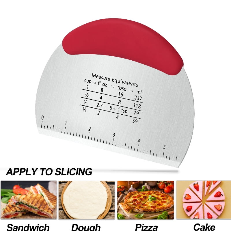 1Pcs Dough Pastry Scraper Bread Pizza Slicer Cutter Measuring Guide Making Tool