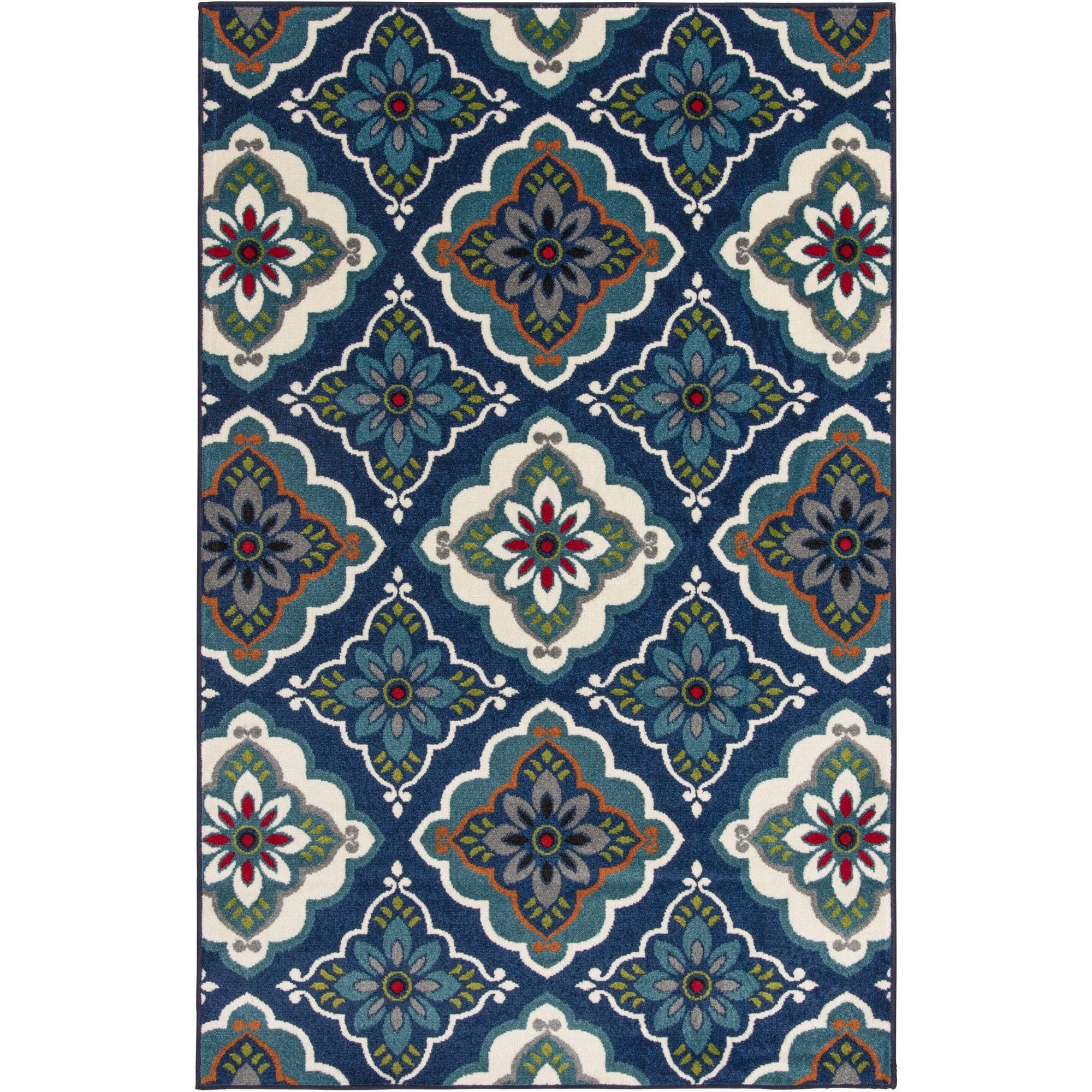 Loomaknoti Terrace Tropic Turberry 4' x 6' Floral Indoor/Outdoor Area Rug , Blue/White