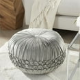 thumbnail image 4 of Mina Victory Sofia 20x20" Round Pin Tuck Velvet Pouf in Charcoal, 4 of 5