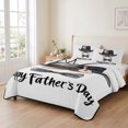 thumbnail image 2 of Twin XL Quilt Set 68''x98'', Happy Father's Day Lightweight Summer Bedspread Coverlet Set with 2 Pillow Shams, Bow Beard Funny Decor Breathable All Season Quilt Bedding for Dorm/Guest Room, 2 of 9