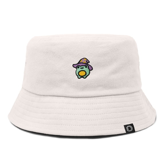 Dalix Sorcerer Frog Cotton Bucket Hat Lightweight Outdoor Travel Beach Everyday Womens in Parchment White M Medium