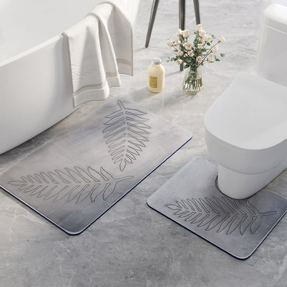 Feledorashia 2 Pcs Bathroom Rugs, Soft Comfortable Bath Mat Set Toilet Mats - Absorbent Thickened, Non Slip Rubber Back Shower Rug, Machine Washable, Bathroom Floor Decor Toilet Door Mat