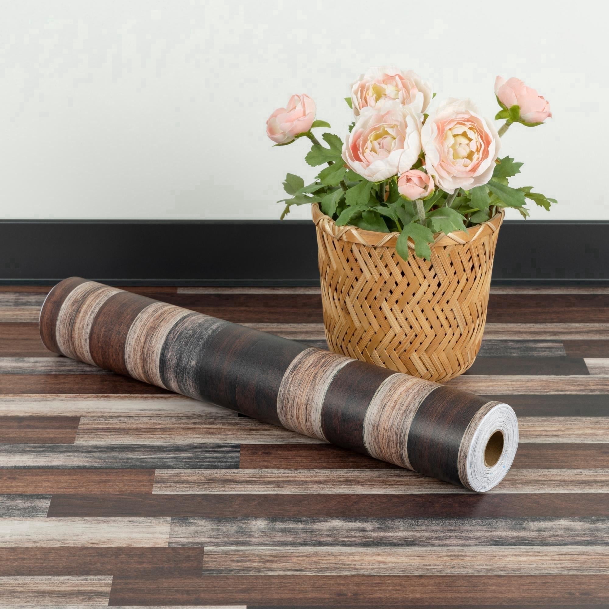 UMIGGEE Wood Grain Peel and Stick Vinyl Flooring Roll, 15.7-in x 118-in/12.8 Sq.Ft Thicken Self-Adhesive Vinyl Wood Grain Floor,Versatile Design for Any Space And Easy DIY Install Home Decor