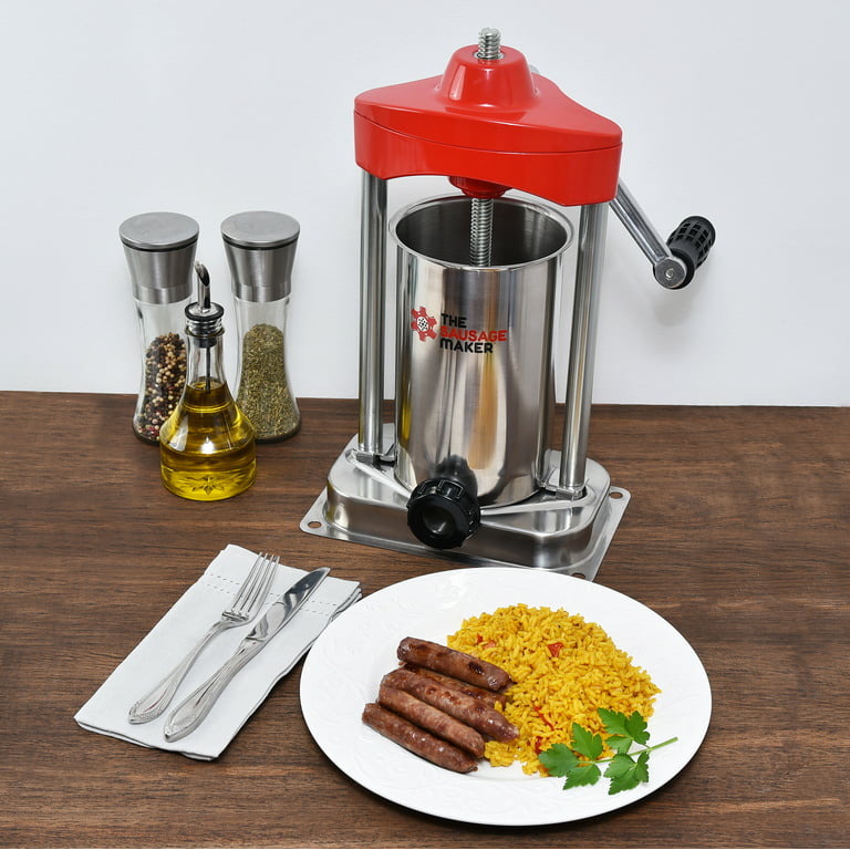 The Sausage Maker - 5 lb. Heavy Duty Vertical Sausage Stuffer - Includes  Stuffing Tubes - Stainless Steel Frame, Metal Gears