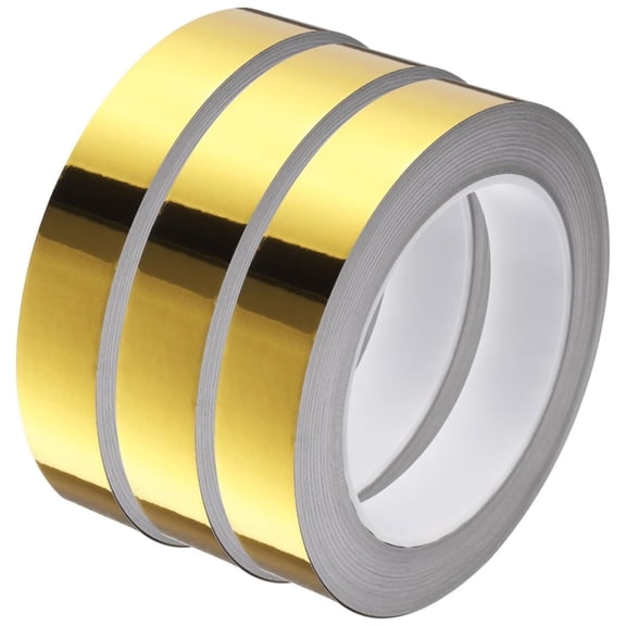 Topboutique Craft Tape Gold Foil Tape Metallic Decor Tape Adhesive Mirror Tape for Trim Walls Gift Wrapping 0.6 in x 164 ft x 3 Rolls