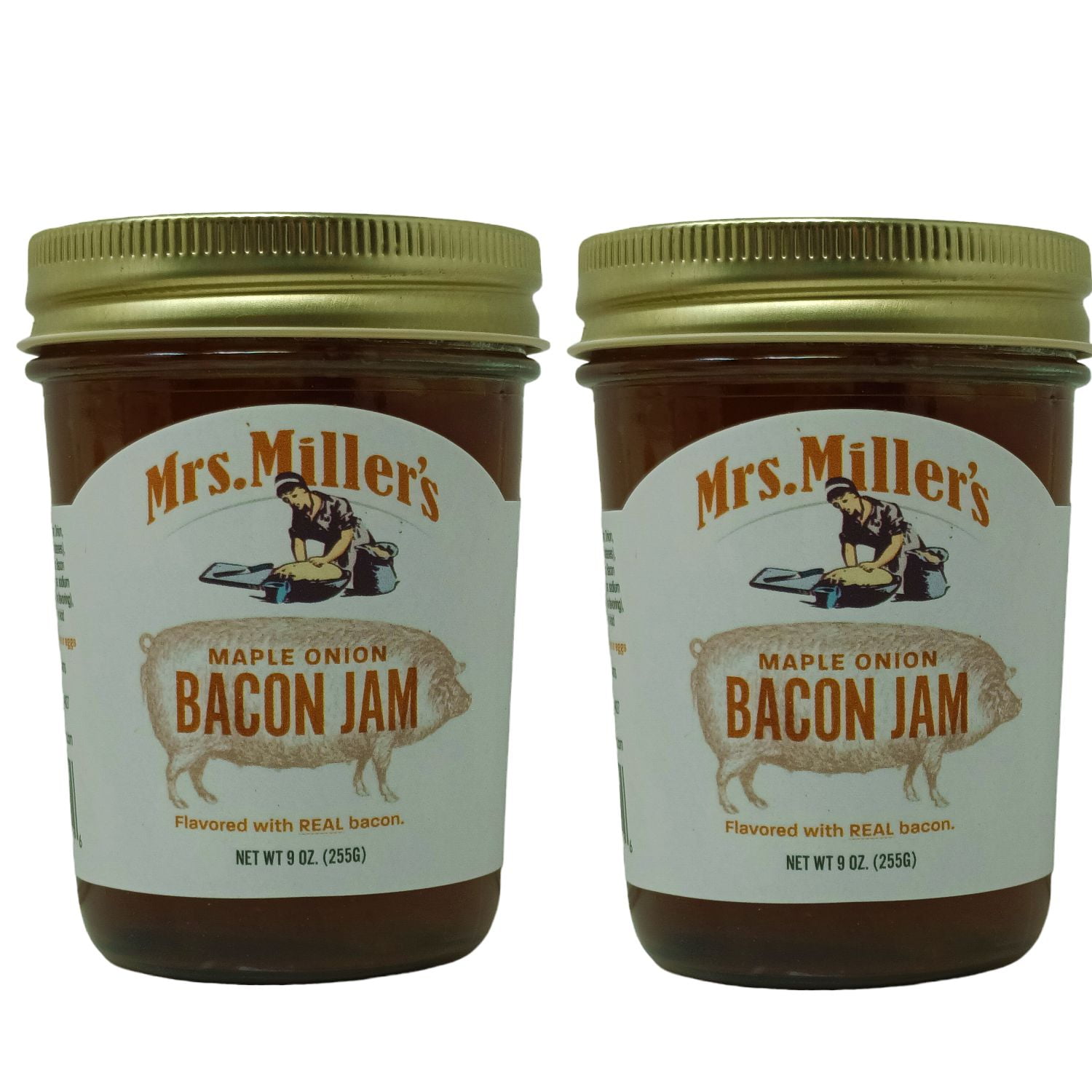 Mrs. Miller's Maple Onion Bacon Jam, 2 pack, 9 oz Glass Jars