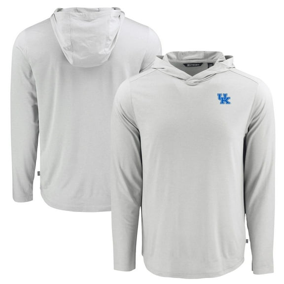 Men's Cutter & Buck Gray Kentucky Wildcats Coastline Epic Comfort Eco Recycled Long Sleeve Hoodie T-Shirt