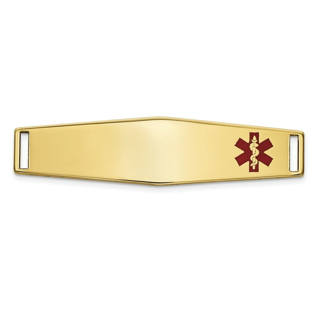 Or Jaune 14k Époxy Émaillé Alerte Médicale Id Off Ctr Plaque Souple No 819 Composant de Bracelet