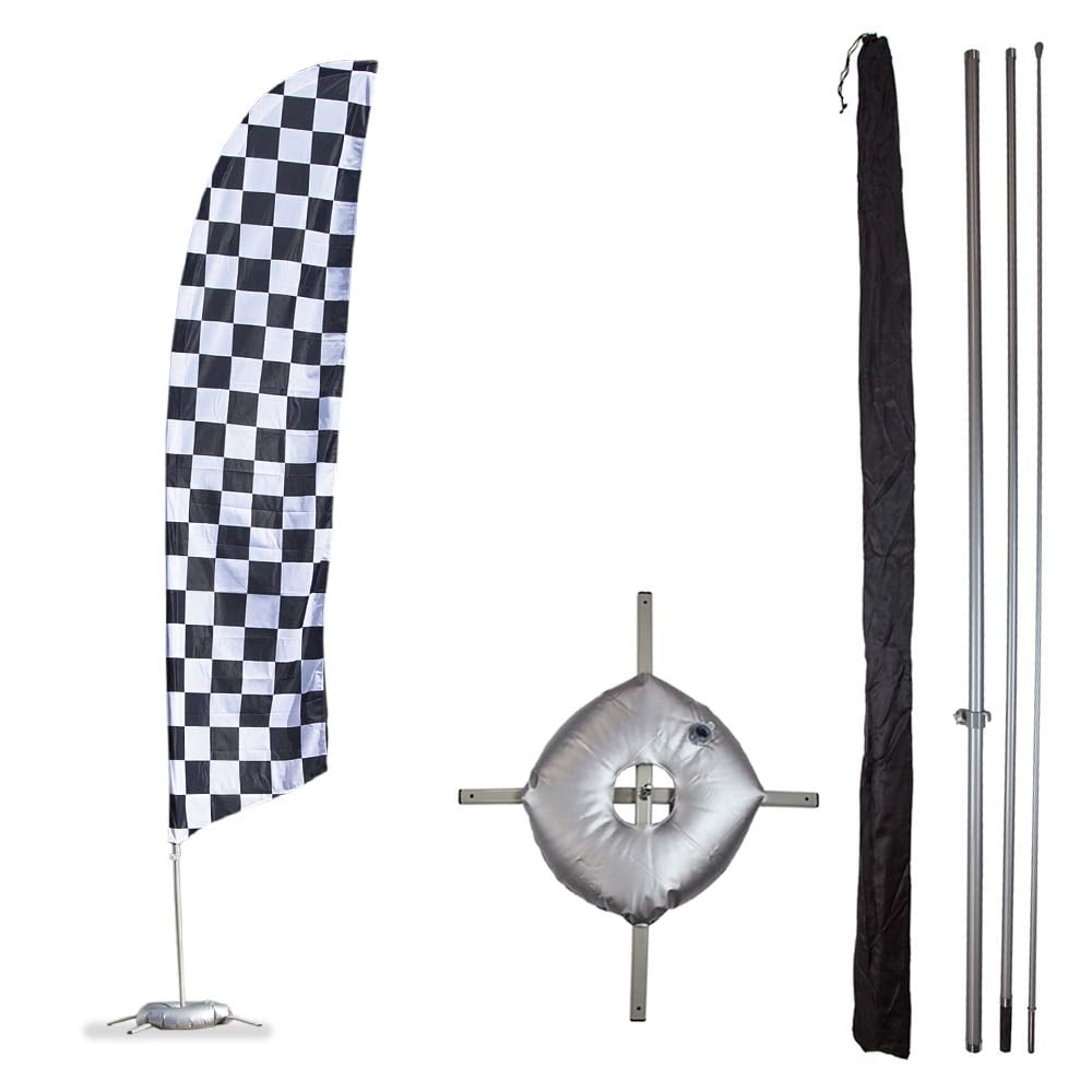 White Blue Checkers Standard Size Swooper Feather Flag Sign with Full Assembly Pole and Ground Spike Pk of 2 Black Yellow Checkers White Blue Checkers Standard Size Swooper Feather Flag Sign with Full Assembly Pole and Ground Spike Pk of 2 Black Yellow Checkers
