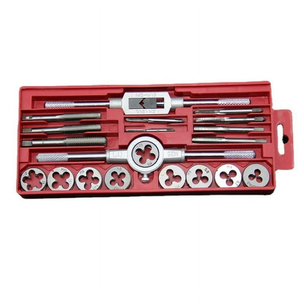 Metric Tap and Die Set 20 Pieces M3M12 Steel Flute Tap Kit Threading