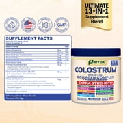 Parrox Colostrum Powder with 40% IgG, Collagen, Probiotics, Burdock Root, L-Glutamine, Elderberry, Vitamin C, Vitamin E, Vitamin D3, Inulin, Selenium, Dandelion Root, Zinc, 60 Servings (Unflavored)