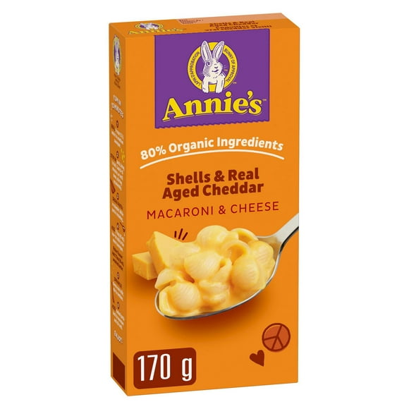 Annie's Coquilles et vrai cheddar vieilli Macaroni au fromage, repas pour enfants, 170 g 170 g