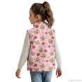 thumbnail image 4 of Psesaysky With Pockets Sleeveless Fleece Jacket for Jogging Spring, Pink Bear Strawberry Polyester Soft Kids Zip Up Vest, 4 of 9