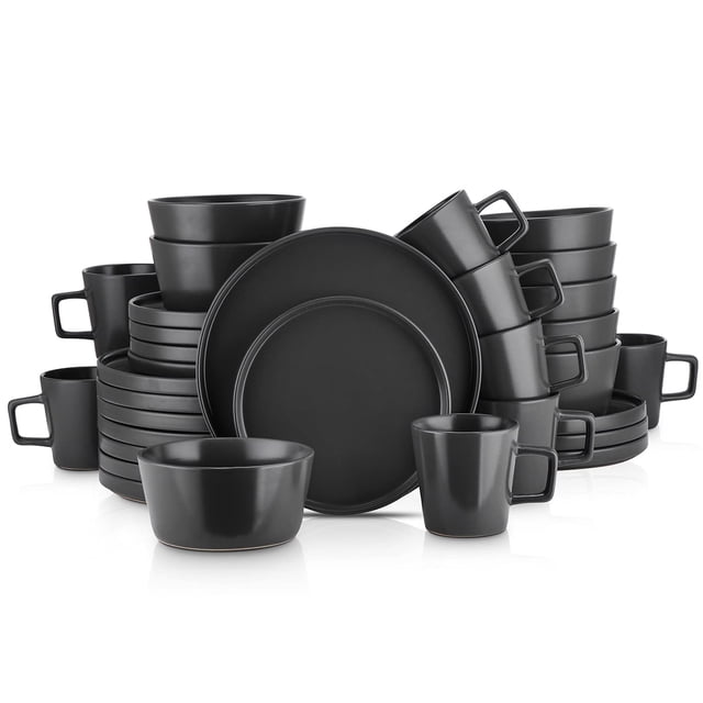 Juego de vajilla Stone Lain Coupé negro mate 32 piezas
