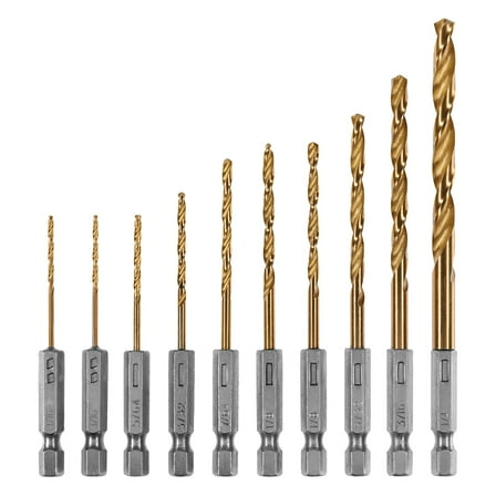 HART 10-Piece Hex Shank Titanium Drill Bit Set