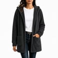 thumbnail image 5 of Fleece Hooded Jackets for Women Casual Warm Open-Front Sweater Cardigans with Pockets Solid Long Sleeve Outerwear (M, Black), 5 of 6