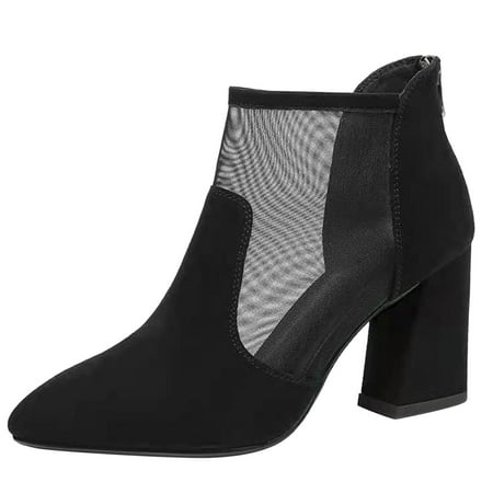 

Wesracia Boots For Women Winter Boots Shoes Boots Chunky Heels Fashion Zipper Women s Short Mesh Retro High Breathable Women s Boots