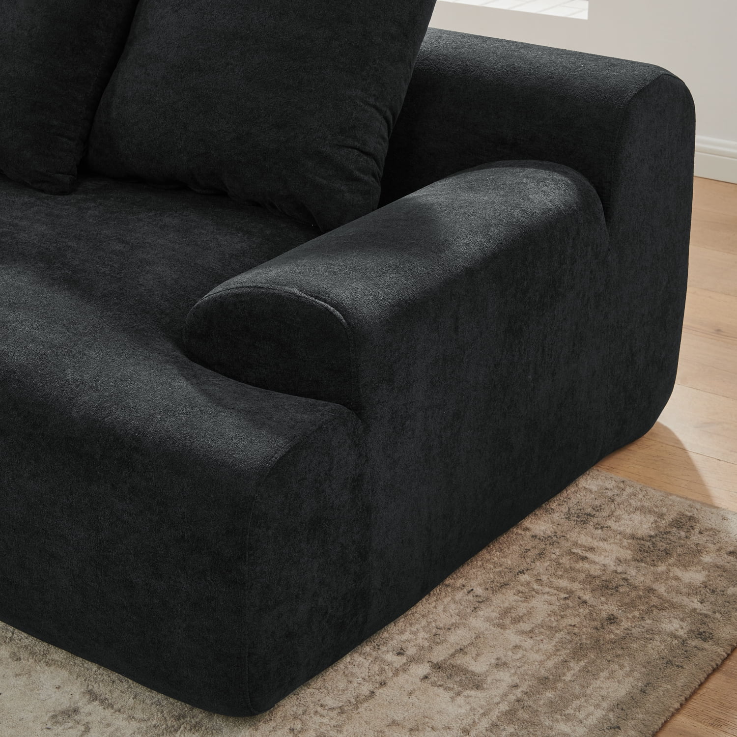 Modern L-Shape Sectional Sofa Couch for Living Room,110.25" Velvet Deep Seating Upholstered Sofa,Free Combination Sofa,Black