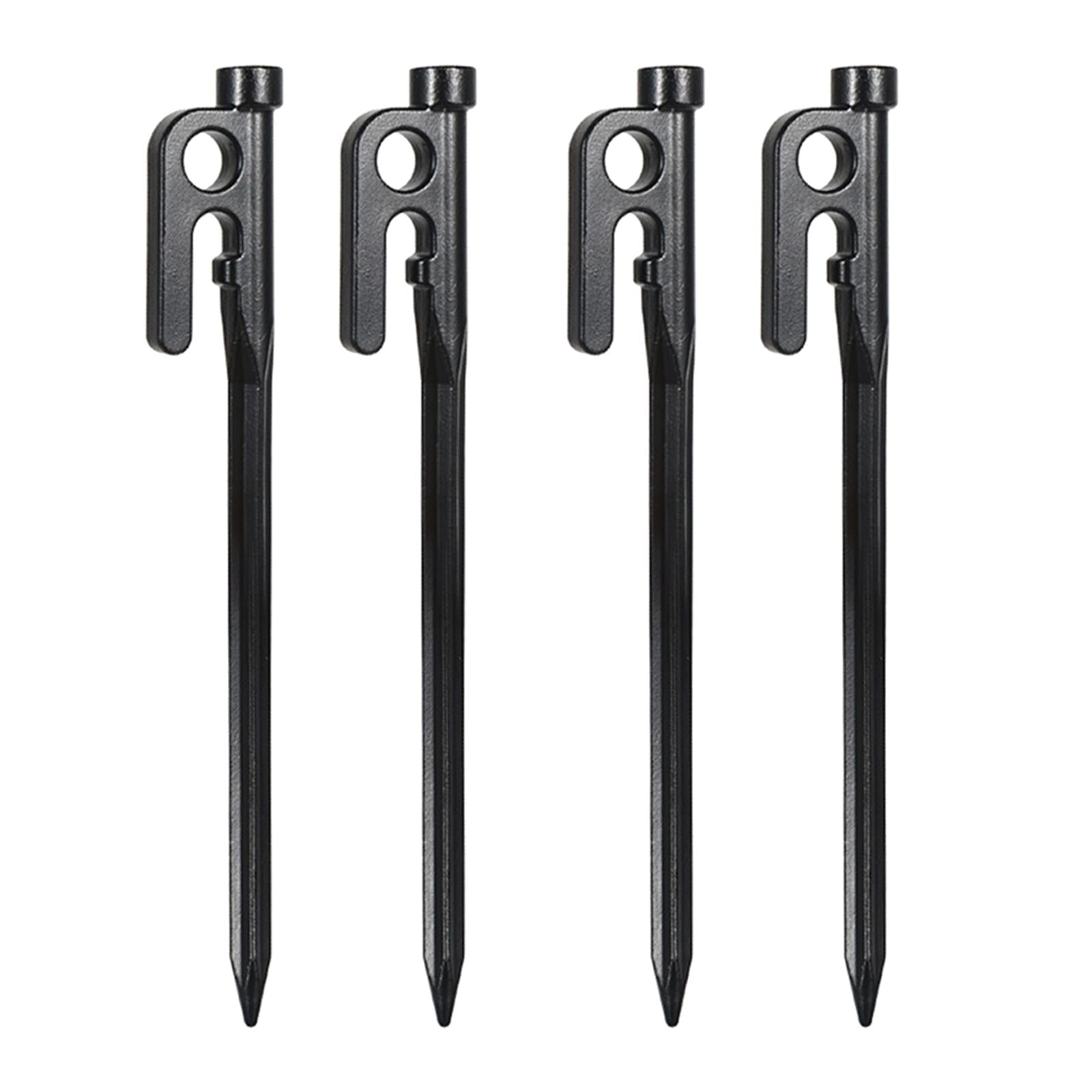 Stainless Steel Tent Stakes 4 Pack -Heavy Duty Beach Tent Pegs Canopy Stakes - Essential Gear for Camping, Backpacking, Gardening - 20cm black