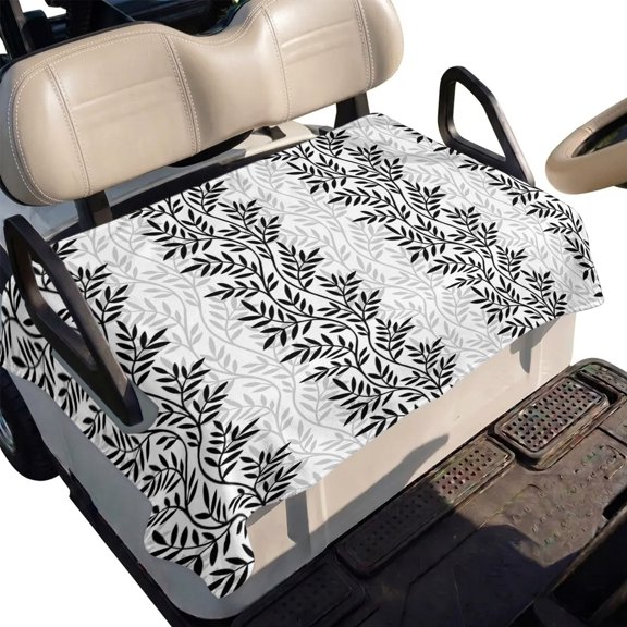Golf Cart Seat Cover Tree Branch Club Car Golf Cart Seat Covers Soft Absorbent Golfcart Towel Blanket Black Grey Leaves Golf Seat Covers for Cart Decor Fits 2 & 4 Passenger 51"x31"