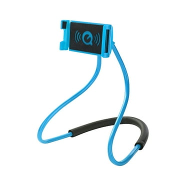 Smart Mobile Phone Stands,Universal Hanging on Neck Cell Phone Mount Holder, Flexible Lazy Bracket DIY Free Rotating for Multiple Functions（Blue）
