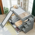 thumbnail image 2 of Twin over Full Bunk Bed with Drawers,Storage and Slide, Multifunction, Gray, 2 of 11