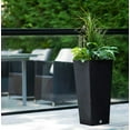 thumbnail image 6 of Algreen Valencia Square Tapered Pot Planter w/ Elevated Shelf, Black Marble, 28", 6 of 6