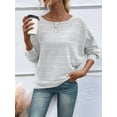 thumbnail image 2 of Women'S Soft Long Sleeve Blouses Crewneck Pullover Tops Casual Batwing Knitted Oversized Outfits 2025 Light Gray XL, 2 of 7